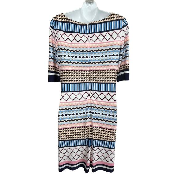 Eliza J Geometric Print Dress Multi Color Short Sleeve Size 6 Career Mod Retro - Picture 3 of 5